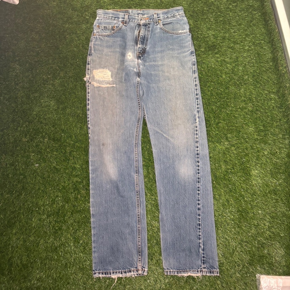 Vintage Levis 505 Regular Fit Jeans Light Wash Blue Made in USA Distressed 30x32